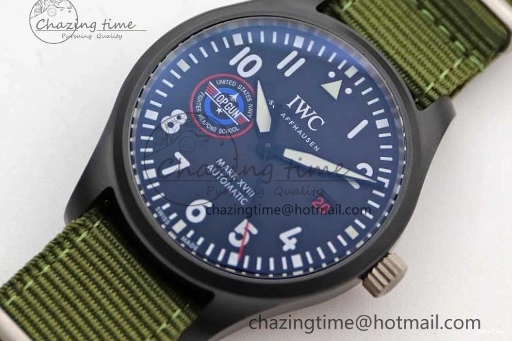 MIROTIME 0219 Packable Mark XVIII ‘TOPGUN SFTI’ Ceramic M+F Best Edition Black Dial on Green Nylon Strap 7048